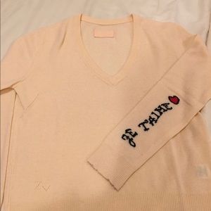 Zadig & Voltaire Baby Pink Cashmere V-Neck. Sz S